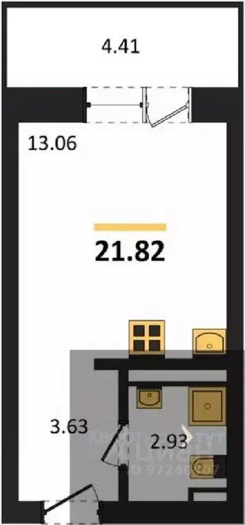 Студия Воронежская область, Воронеж Транспортная ул., 58 (21.82 м) - Фото 0