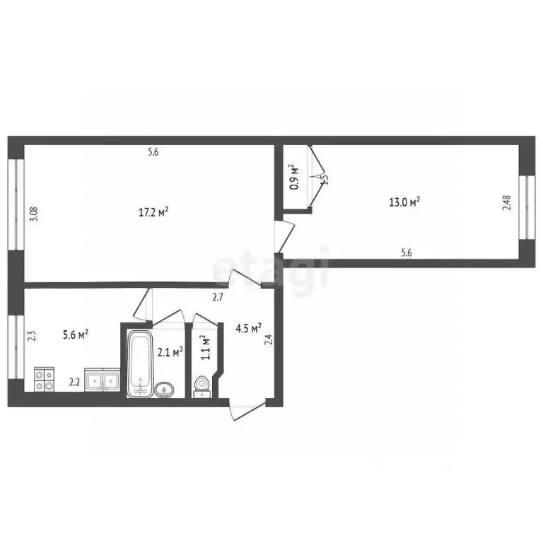 2-к кв. Хабаровский край, Солнечный рп ул. Ленина, 20 (43.8 м) - Фото 1