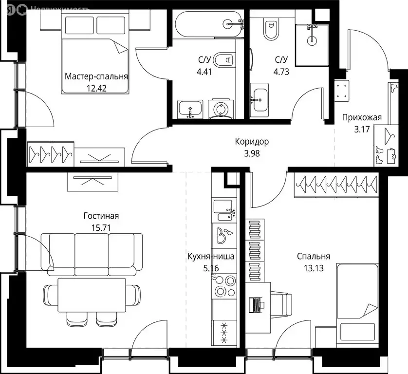 2-комнатная квартира: Москва, ЖК Мира (62.71 м) - Фото 2