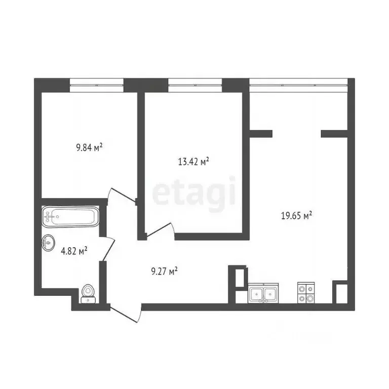2-к кв. Тюменская область, Тюмень ул. Газовиков, 73к4 (52.2 м) - Фото 2