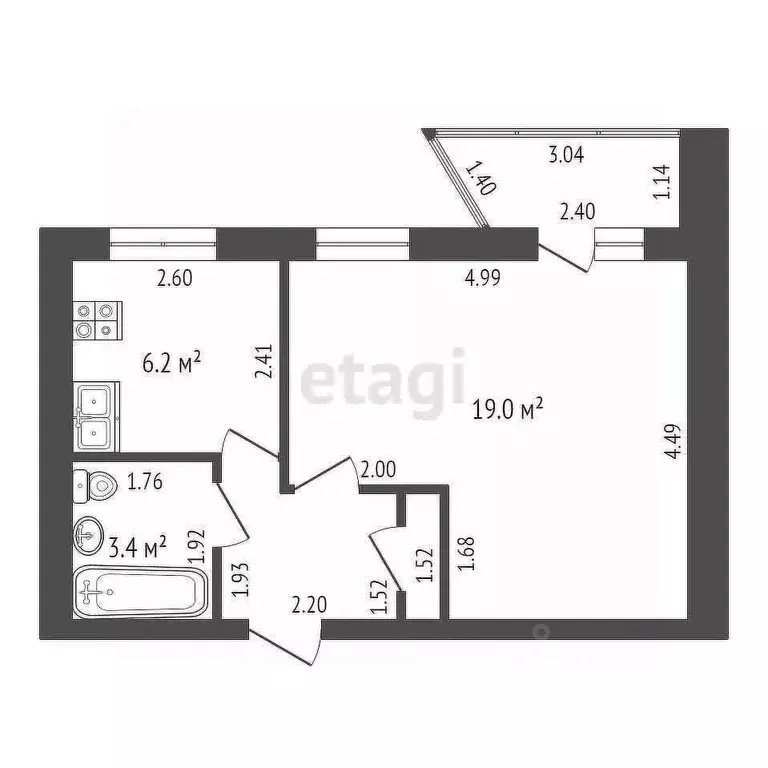 1-к кв. Смоленская область, Дорогобуж ул. Мира, 28 (32.5 м) - Фото 1
