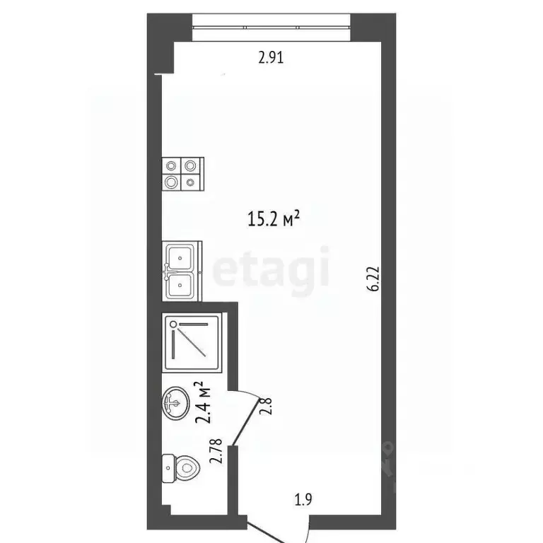 Студия Томская область, Томск Торговая ул., 6с1 (17.6 м) - Фото 2