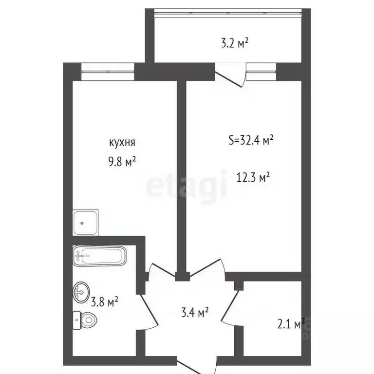 1-к кв. Кемеровская область, Кемерово бул. Строителей, 63 (32.4 м) - Фото 1