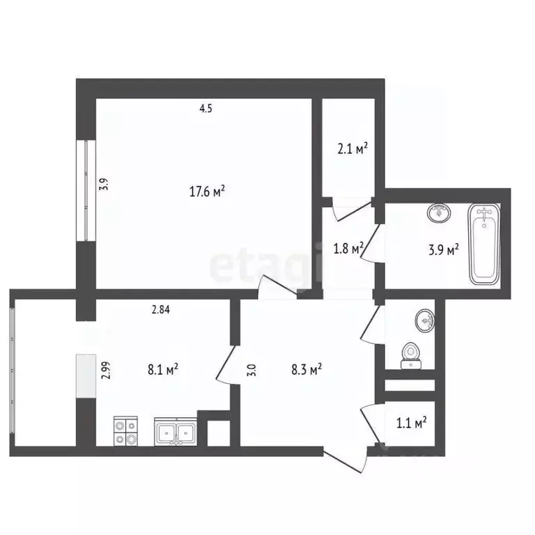 1-к кв. Ямало-Ненецкий АО, Новый Уренгой Оптимистов мкр, 4/1 (45.0 м) - Фото 1