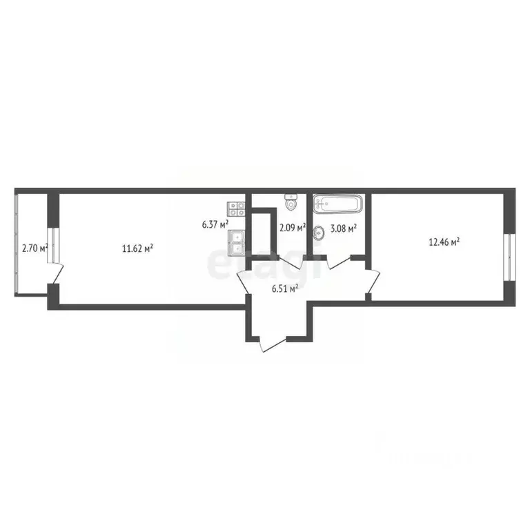 2-к кв. Ульяновская область, Ульяновск ул. Ульяны Громовой, 8Б (42.2 ... - Фото 1