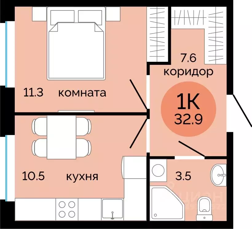 1-к кв. Пермский край, Пермь Краснова мкр, Красное яблоко жилой ... - Фото 1