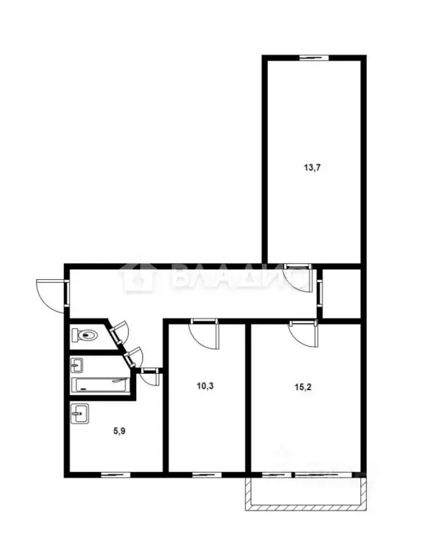 3-к кв. Московская область, Ивантеевка Пушкинский городской округ, ... - Фото 2