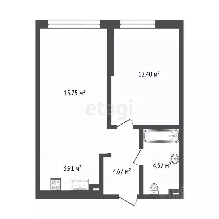 1-к кв. Тюменская область, Тюмень ДОК мкр, ул. Воронинская, 47 (41.3 ... - Фото 1