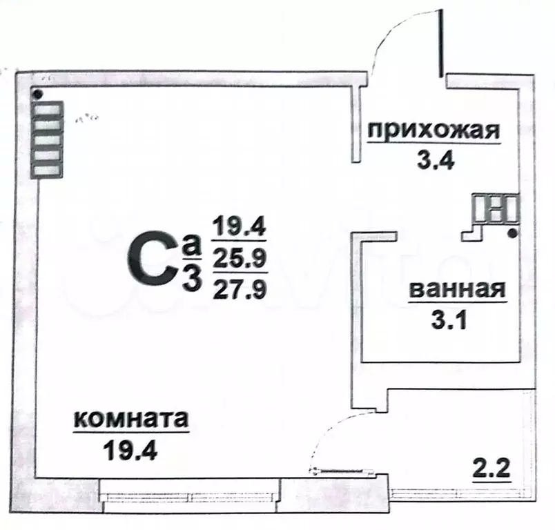 1-к. квартира, 26 м, 4/17 эт. - Фото 0