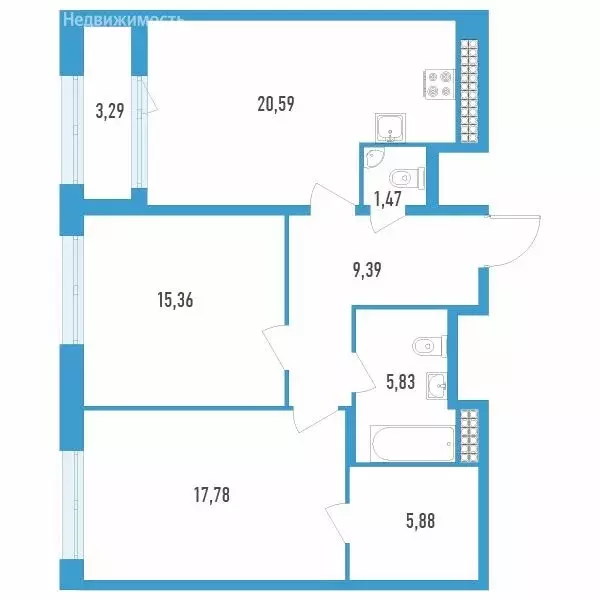 2-комнатная квартира: Санкт-Петербург, улица Типанова, 22 (78 м) - Фото 0