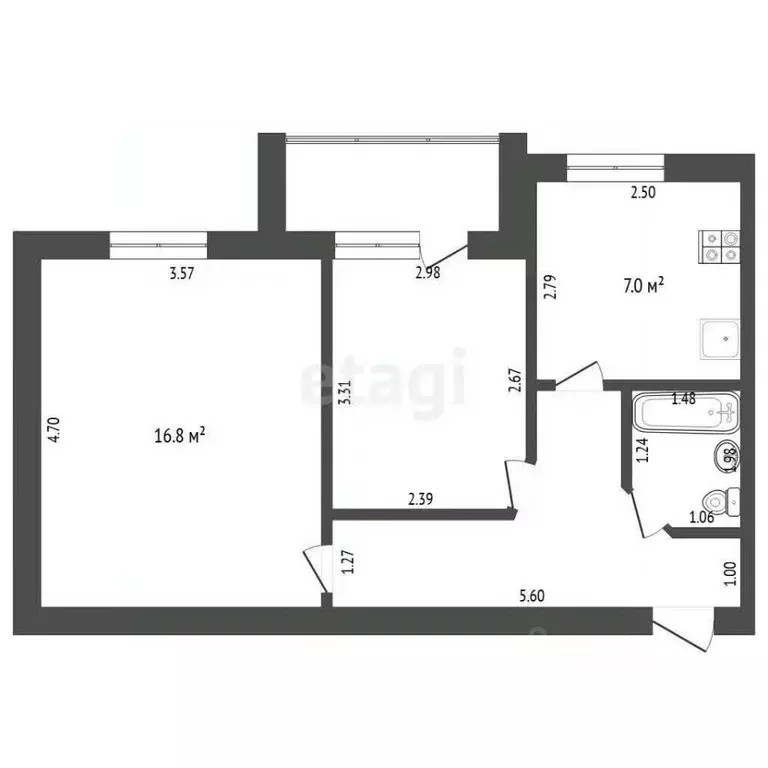 2-к кв. Свердловская область, Тугулым пгт ул. Олимпийская, 3 (46.0 м) - Фото 2