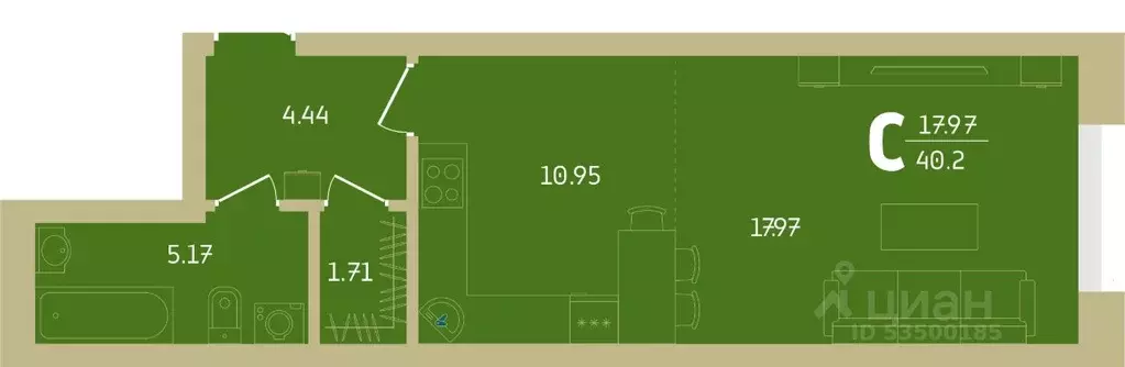 1-к кв. Башкортостан, Уфа Революционная ул., 39/4 (40.2 м) - Фото 0