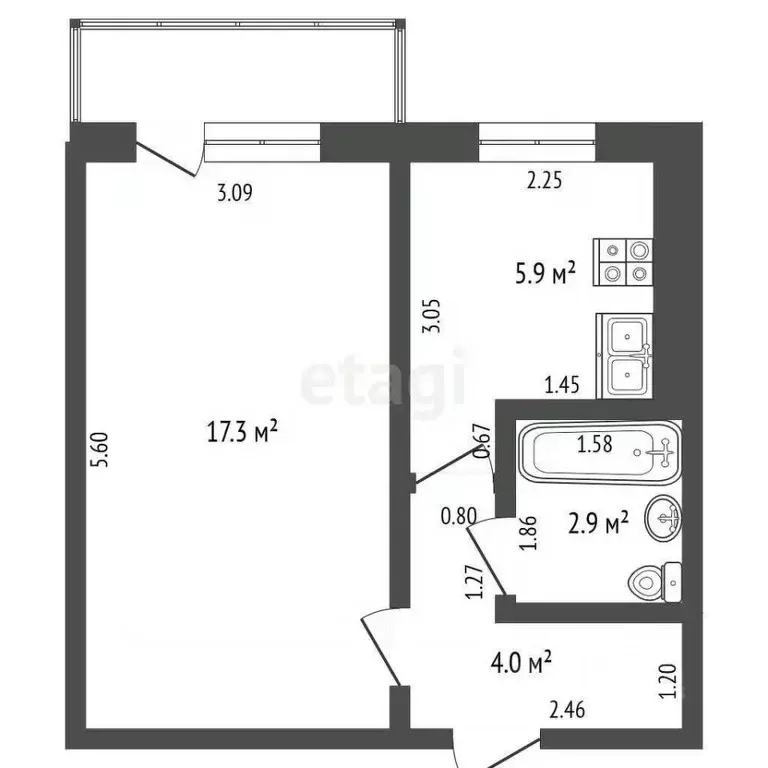 1-к кв. Кемеровская область, Березовский ул. Волкова, 4 (30.1 м) - Фото 1
