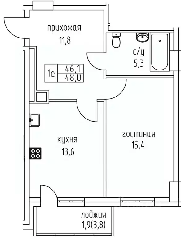 1-к кв. Саха (Якутия), Якутск просп. Михаила Николаева, 3к5А (48.0 м) - Фото 1