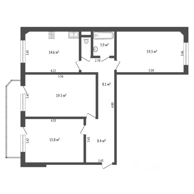 3-к кв. Тюменская область, Тюмень Широтная ул., 122к2 (93.1 м) - Фото 2