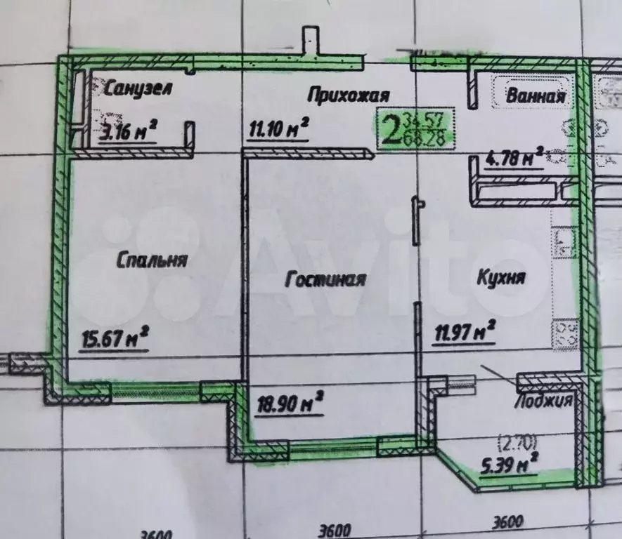 2-к. квартира, 70,8 м, 14/17 эт. - Фото 0