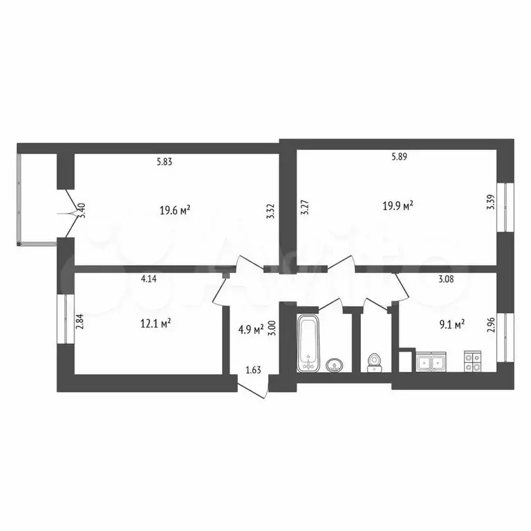 3-к. квартира, 78 м, 5/9 эт. - Фото 0