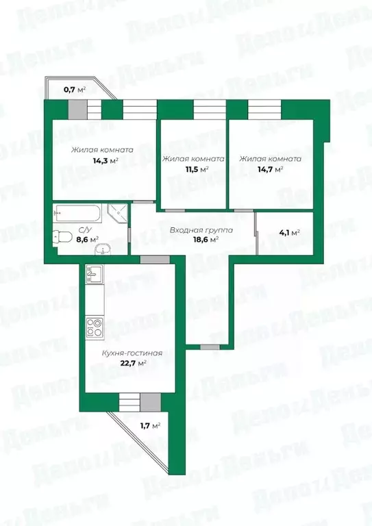 3-к кв. Кировская область, Киров ул. Казанская, 107 (96.9 м) - Фото 0