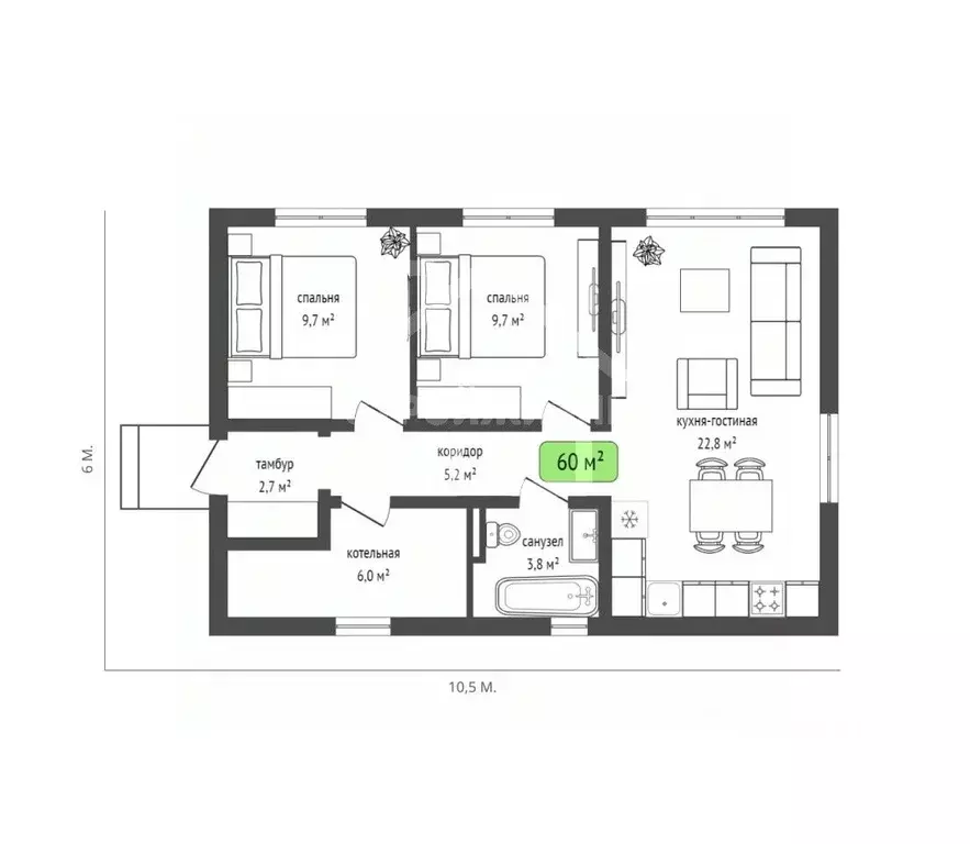 Дом в Свердловская область, Белоярский муниципальный округ, пос. ... - Фото 2