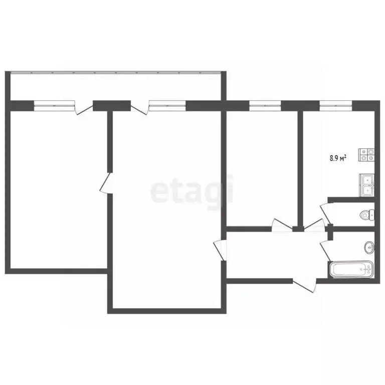 3-к кв. Нижегородская область, Выкса ул. Пушкина, 3 (59.1 м) - Фото 1