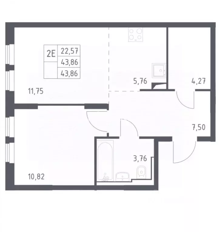 2-к кв. Москва ул. Красовского, 2к2 (44.46 м) - Фото 1