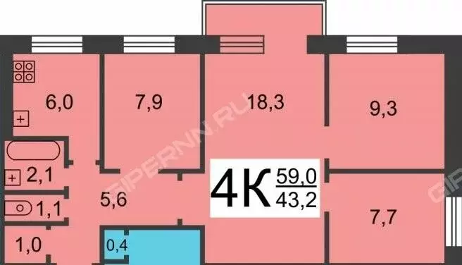 4-комнатная квартира: Нижний Новгород, улица имени Генерала И.Д. ... - Фото 0