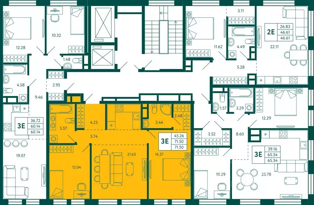 2-к кв. Башкортостан, Уфа Зеленая Роща жилрайон, Терле Парк жилой ... - Фото 2