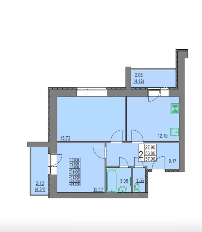 2-к кв. Мордовия, Саранск Мордовская ул., 35к200 (57.98 м) - Фото 0