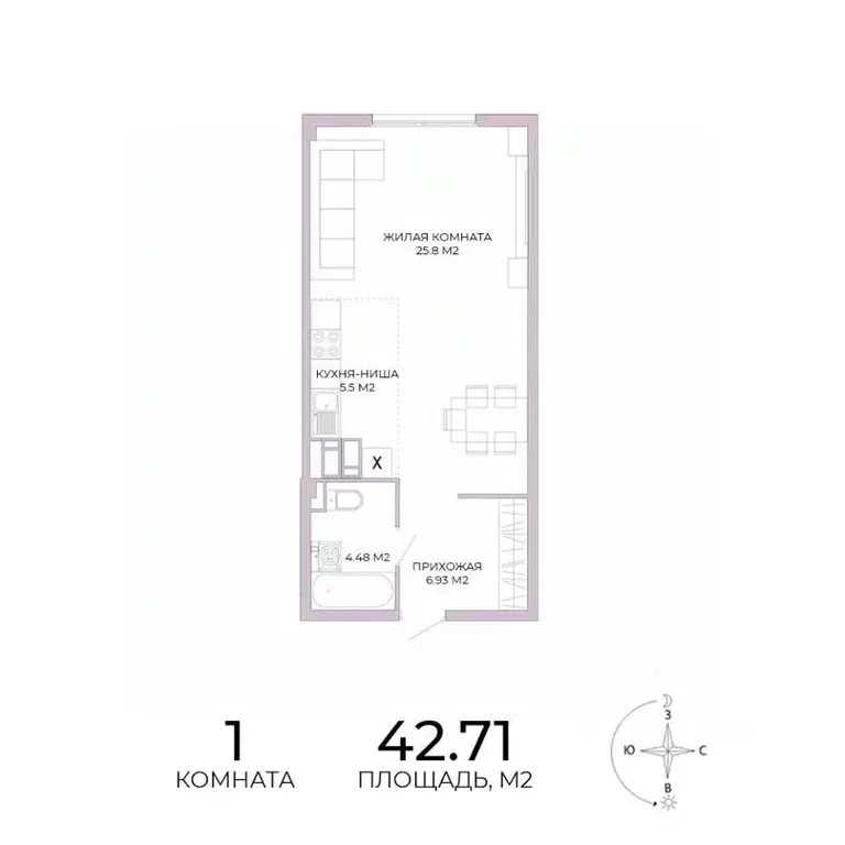 1-к кв. Пензенская область, Пенза Побочинская ул., с18 (42.71 м) - Фото 1