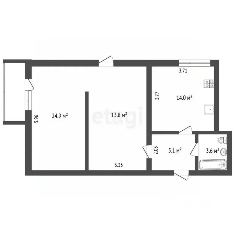 3-к кв. Томская область, Томск пос. Апрель, Горный проезд, 11/1 (70.0 ... - Фото 2