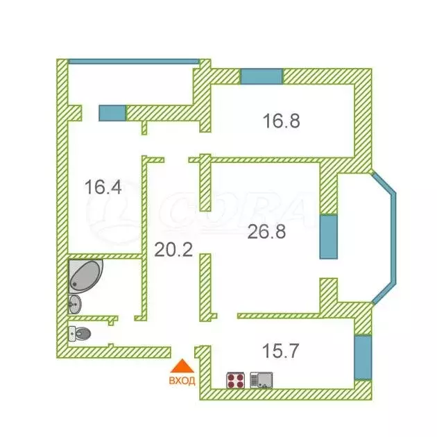 3-комнатная квартира: Тюмень, улица Герцена, 52 (110 м) - Фото 1