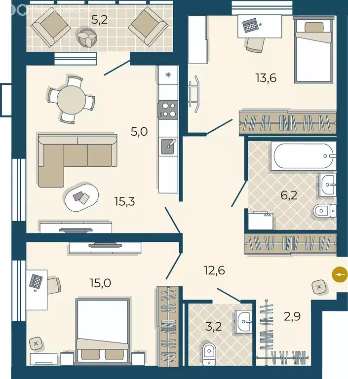 3-комнатная квартира: Екатеринбург, улица Викулова, 24 (76.4 м) - Фото 0