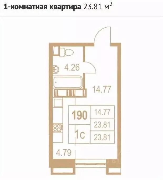 Студия Санкт-Петербург Гражданский просп., 107к4 (23.7 м) - Фото 2