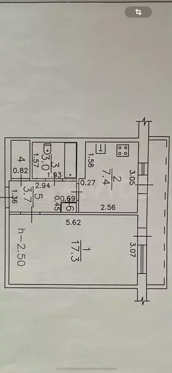 1-к. квартира, 33,1 м, 5/5 эт. - Фото 0