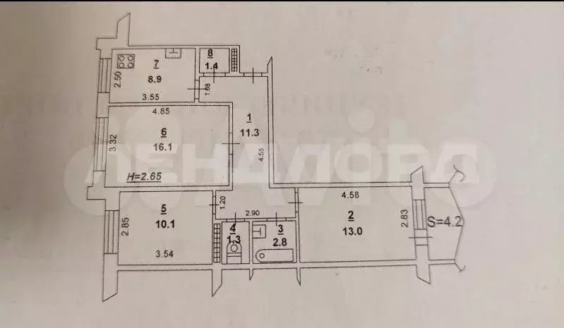 3-к. квартира, 67 м, 5/9 эт. - Фото 0