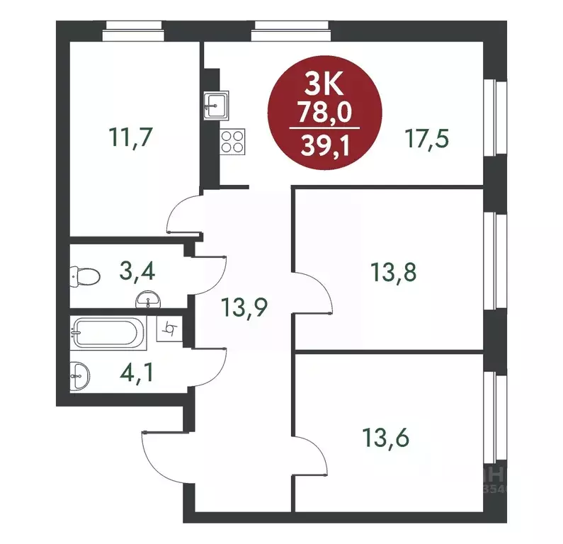 3-к кв. Новосибирская область, Новосибирск Скандинавские Кварталы ... - Фото 1