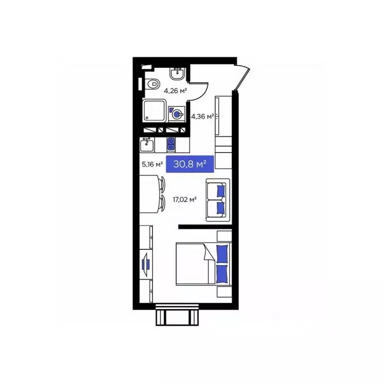 1-к кв. Приморский край, Владивосток Визионер жилой комплекс (30.8 м) - Фото 0