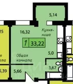 Студия Красноярский край, Красноярск Караульная ул., 40 (32.0 м) - Фото 1