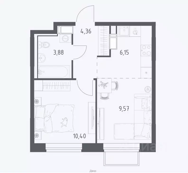 1-к кв. Московская область, Люберцы городской округ, Мирный пгт ул. ... - Фото 1