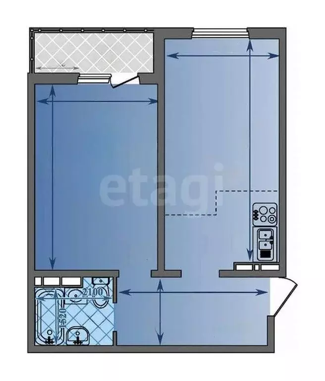1-комнатная квартира: Осиновая Гора, микрорайон Левобережный, ... - Фото 1