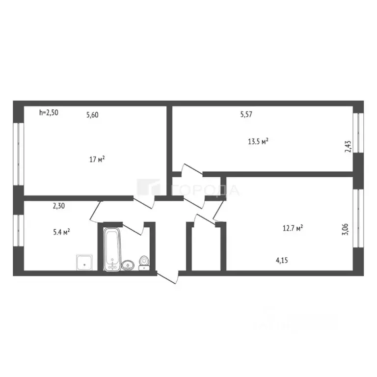 3-к кв. Кемеровская область, Новокузнецк просп. Дружбы, 56 (60.0 м) - Фото 2