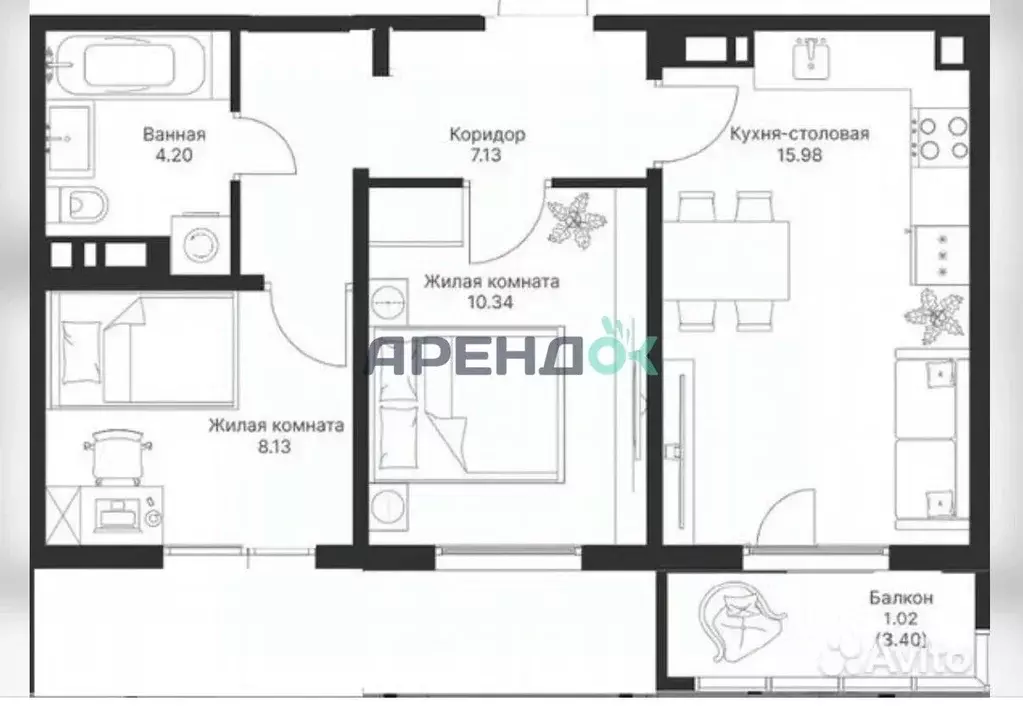 2-к кв. Татарстан, Казань ул. Рашида Нежметдинова, 11 (50.0 м) - Фото 2