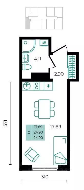 Студия Адыгея, Майкопский район, пос. Тульский  (24.9 м) - Фото 1