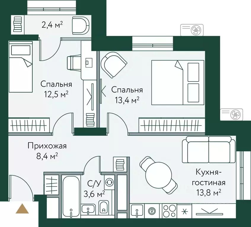 2-к кв. Волгоградская область, Волгоград Новосибирская ул., 74с1 (54.1 ... - Фото 0