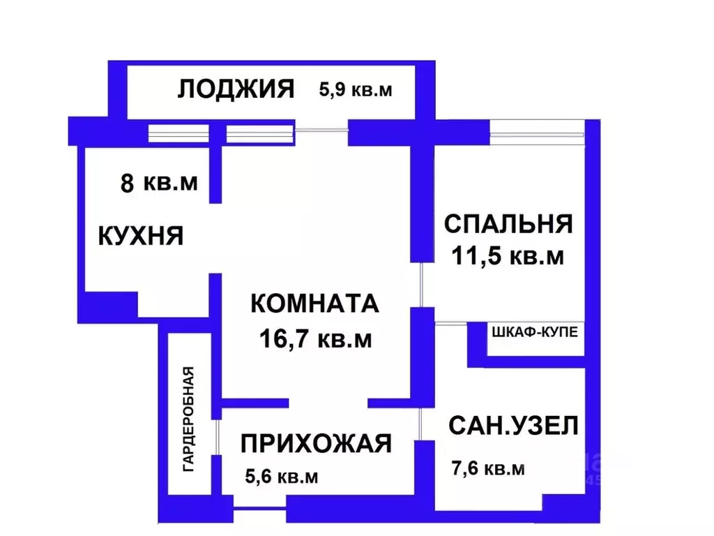 2-к кв. Москва ул. Свободы, 46 (57.0 м) - Фото 1