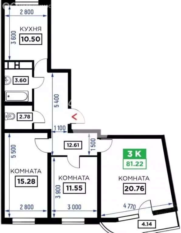 3-комнатная квартира: Краснодар, Воронежская улица, 47Д (76.5 м) - Фото 0