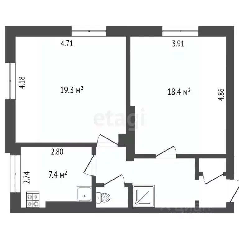 2-к кв. Челябинская область, Челябинск ул. Крылова, 3 (57.2 м) - Фото 2
