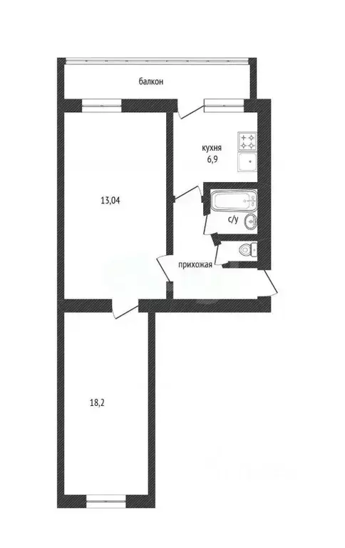 2-к кв. Белгородская область, Белгород ул. Костюкова, 1 (44.8 м) - Фото 2