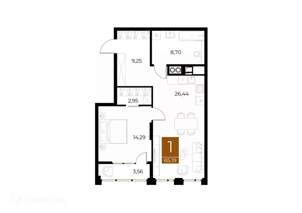 1-к кв. Рязанская область, Рязань Медный жилой комплекс (65.19 м) - Фото 2