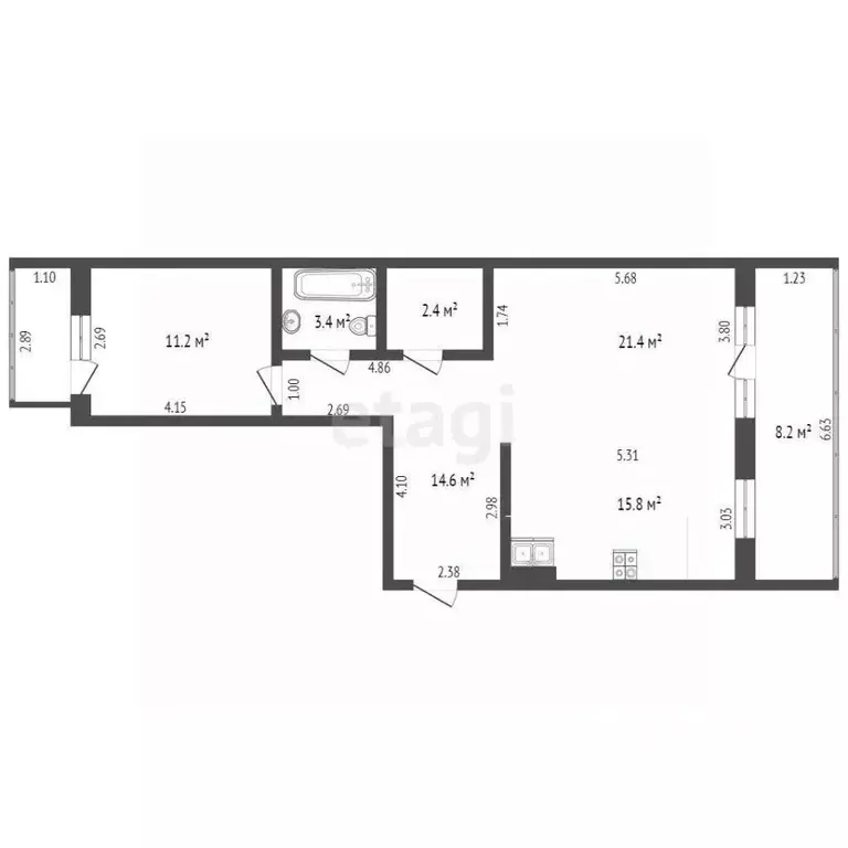 2-к кв. Орловская область, Орел Привокзальная ул., 28 (80.2 м) - Фото 2